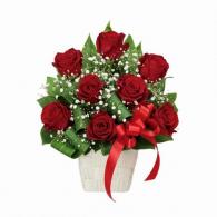 赤バラのリボンアレンジメント