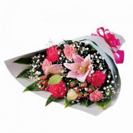 ピンクユリの花束
