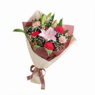 ピンクユリの花束